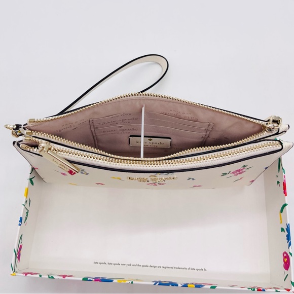 Kate Spade Staci Garden Bouquet Boxed Zip Wristlet Cream Multi - Picture 5 of 8